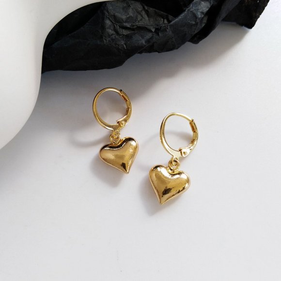 Heart Charm Hoop Earrings - Picture 4 of 7